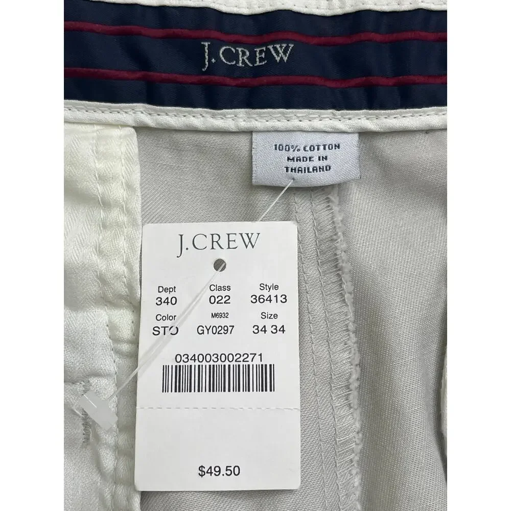 J. Crew Classic Fit Plain Front Zip Fly Cotton Khaki Pants, size 34x34, MSRP $50